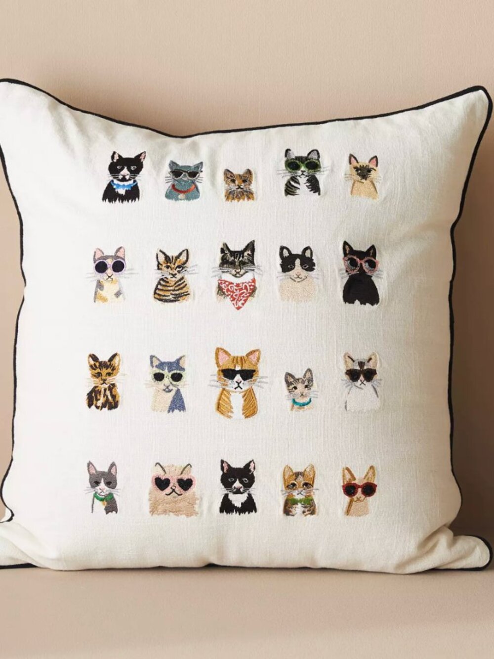 Rifle Paper Co. x Loloi Cool Cats Embroidered Pillow